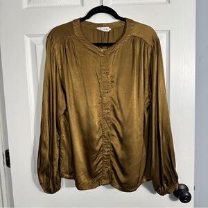 LACAUSA size M lustrous gold/bronze Devi blouse, golden caramel, sheen, lustrous